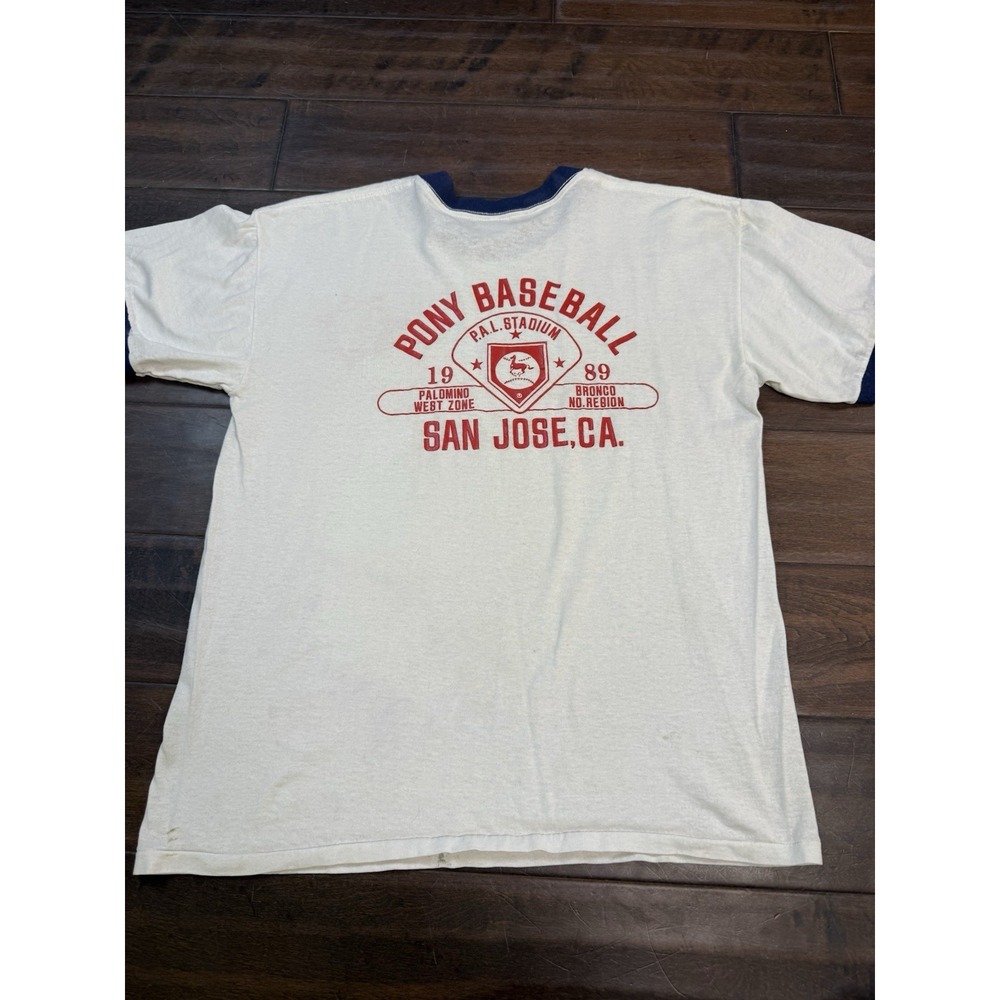 VINTAGE 1989 San Jose Pony Baseball Sportswear‎ Ringer T-shirt | USA | Size XL